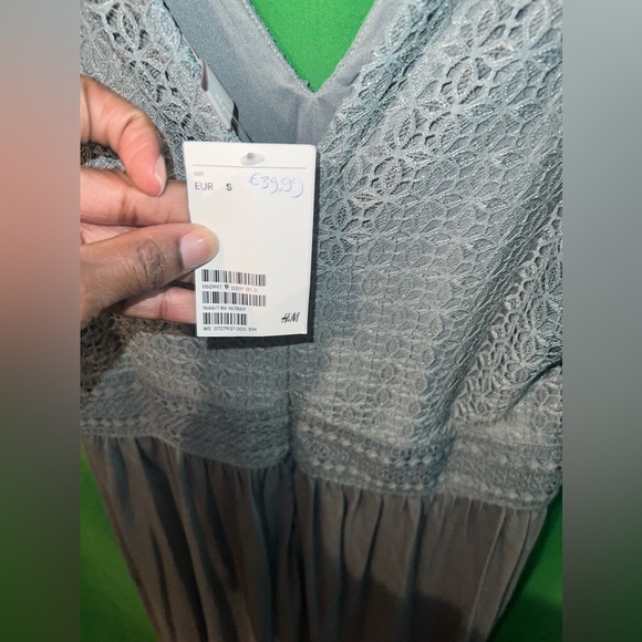 NWT H&M Elegant Blue/Gray Sleeveless Maxi Dress size Small - Picture 6 of 7